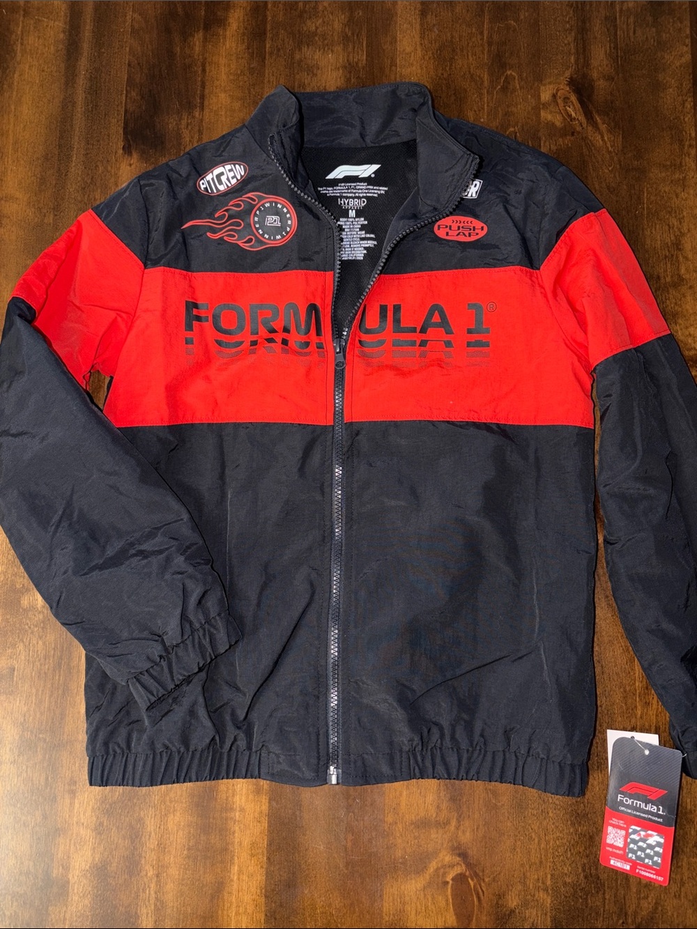 Boy’s F1 Black and Red Formula 1 Racing Race Car Windbreaker Jacket NWT M